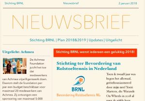 De foto verwijst door naar de eerste nieuwsbrief van stichting brnl